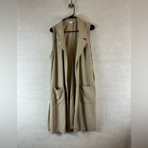 14th & Union Beige Morel Women’s size Larger Pocket Vest Jacket open front. - Picture 4 of 7